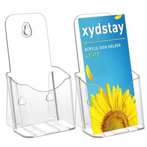 lot 2331 image: xydstay Acrylic Brochure Holder 4x9 Inches Slant Back Design, Clear Display Stand, Plastic Table Stand Sign Holder,Pamphlet Holder Flyer Holder,Display Stand,Table Signs Plastic Paper Holder for Office, Home, Store, 2 Pack