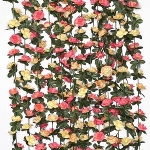 lot 2349 image: KHOYIME 9 Pack 72 FT Artificial Flower Garland, Fake Champagne Roses Vines Silk Flowers Faux Outdoor Hanging Floral Ivy Garland Decoration for Wedding Arch Bedroom Home Wall Backdrop Room Decor
