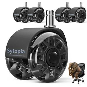 lot 2352 image: Sytopia Office Chair Wheels Replacement, 2.5 Inch Heavy Duty Caster Set, for Carpet and Hardwood Floors, Universal Size 11x22mm, Fits 99%, Black