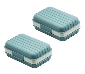 lot 2353 image: 2 Pack Travel Soap Case Holder,Portable Soap Box with Draining Layer for Shower,Bathroom,Camping,Hiking,Gym
