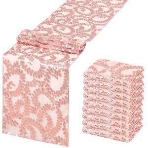 lot 2361 image: Rose Gold Flower Table Runners 10 Pieces 12x72 Inches Sequin Glitter Table Runner for Wedding Banquet Event Party Decorations