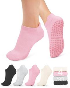 lot 2362 image: yeuG Pilates Socks with Grips for Women Non Slip Grip Socks for Yoga, Barre, Hospital Grippy Ankle Socks Womens Gifts pilates outfits for women workout sets