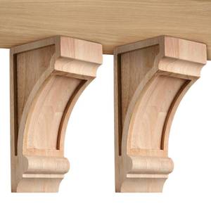 lot 2371 image: Briwooody 2 Pack Wood Corbels, 3 14 w X 4 d X 8 h Unfinished Built-in Decorative Wooden Brackets, DIY Solid Decorative Wooden Corbels for Shelves, Doorway, Floating Shelves and Home Decor