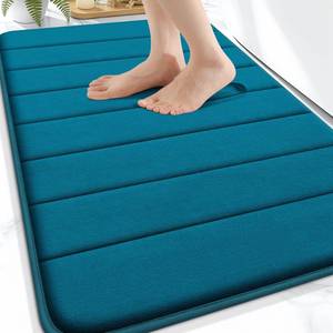 lot 2374 image: OLANLY Memory Foam Bath Mat 24x16, Super Soft Absorbent Bathroom Rugs, Quick Dry, Machine Washable Shower Floor Rugs, Bathmat Carpet, Bathroom Home Decor Accessories, Peacock Blue