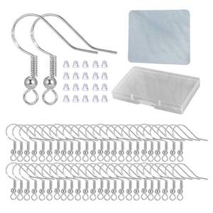 lot 2375 image: Hypoallergenic Fish Hooks Earrings - 120 PCS60 Pairs White Gold Plated Ear Wires Fish Hooks for Jewelry Making, Jewelry Findings Parts with 120 PCS Rubber Earring Backs Stopper for DIY Earrings