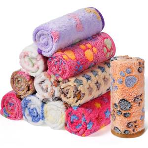 lot 2378 image: Tatuo 12 Pieces 16 x 24 Inch Dog Blanket Super Soft Warm Cat Sleep Mat Pet Kitten Doggy Fluffy Fleece Blankets with Cute Dog Paw Bone Star Elephant Patterns Printed Fluffy Blanket for Small Cat Puppy
