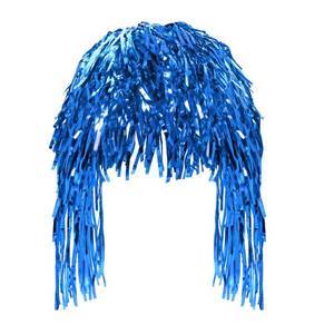 lot 2408 image: PENTA ANGEL Foil Tinsel Wig 80s Retro Metallic Shiny Long Fancy Dress Party Costume Wigs Photo Booth Props Wig for Women Men Halloween Disco Party Cosplay (Blue)