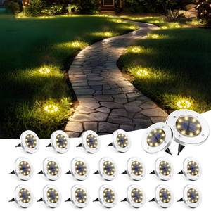 lot 3316 image: SOLPEX 20 Pack Solar Ground Lights Waterproof, Solar Powered Garden Lights, Landscape Lighting for Pathway Driveway Patio Backyard Walkway (Warm White)