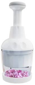 lot 4249 image: Pamper�d Chef Food Chopper, Vegetable Chopper, Onion Chopper, Garlic Chopper, Nuts Chopper - Hand Chopper For Vegetables, Salads, Fruits, Nuts. Dishwasher-safe, White, Easy to Clean