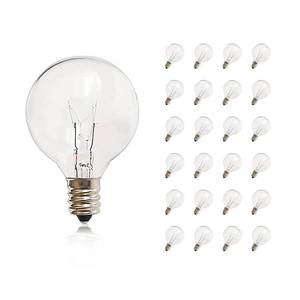 lot 4277 image: CHYSUPER G40 Replacement Bulbs, 25 Pack Clear Glass Globe 5W E12 Candelabra Base Incandescent Light Bulbs, Warm White for Outdoor String Lights, Christmas, Patio, Holiday Decor