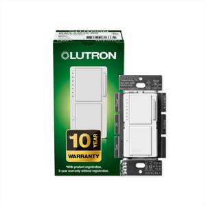 lot 4280 image: Lutron Maestro LED Dual Dimmer and Switch  75-Watt LED Bulbs2.5A Fans, Single-Pole  MACL-L3S25-WH  White