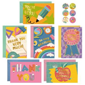 lot 4282 image: Thboxes Teacher Thank You Cards, 24 Pack 4x6 inch Teacher Appreciation Cards Bulk with Envelopes & Stickers, Thank You Notes for Teacher Appreciation Week, End of School Year, Graduation