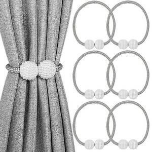 lot 4283 image: Melaluxe 6 Pack Magnetic Curtain Tiebacks, Decorative Curtain Holdbacks for Window D�cor (Grey)