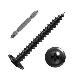 lot 4285 image: (100 pcs) Wensilon #10�2 Black Phillips Truss Head Wood Screws Quick Metal Self Tapping