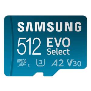 lot 4292 image: Samsung EVO Select microSDMemory Card  Adapter, 512GB microSDXC, Up-to 160 MBs, 4K UHD, UHS-I, C10, U3, V30, A2, for Mobile Phone, Smartphones, Nintendo-Switch, and Tablets (MB-ME512SAAM)