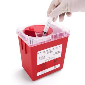 lot 4314 image: Alcedo Sharps Container for Home Use 2 Quart (1-Pack), Biohazard Needle and Syringe Disposal, Medical Grade, Professional Use