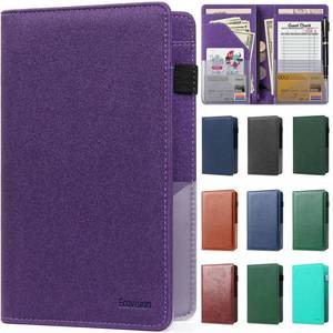 lot 4317 image: EcoVision Server Book for Waitress, Leather Waiter Organizer with Zipper Pocket, Restaurant Waitstaff Booklet, Guest Check Holder with Money Pocket, Fits Server Apron