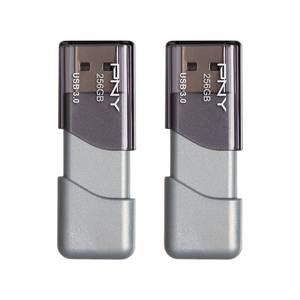lot 4320 image: PNY P-FD256X2TBOP-MP 256GB Turbo Attach� 3 USB 3.0 Flash Drive,Silver (Pack of 2)