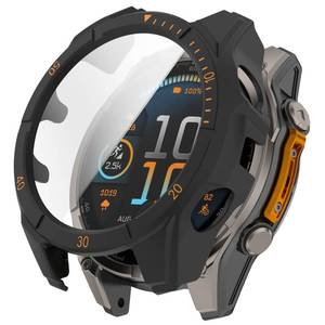 lot 4326 image: AWADUO Compatible with Garmin Fenix 8 51mm Smartwatch Full Coverage PC Protective Case Cover with Tempered Glass Touchable Screen Protector Smartwatch Accessories(BlackOrange)
