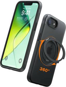 lot 4339 image: TORRAS 360 Magnetic Stand for iiPhone 17e Case & iPhone 16e, Fit for MagSafe Military-Grade Protection Translucent Slim Case for iPhone 17e, Obsidian Black, Ostand O3 Fitness Series