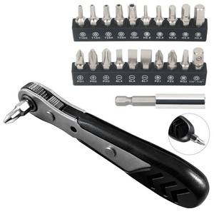 lot 4340 image: STREBITO Mini Ratchet Set, 22-Piece 14 Ratchet Right Angle Screwdriver, 36-Tooth Small Ratcheting Wrench Bit Ratchet For Tight Spaces, with Phillips, Slotted, Torx, Hex, Square and Adapter for Socket