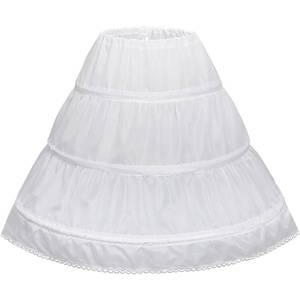 lot 4348 image: ABaoWedding Girls 3 Hoops Petticoat Full Slip Flower Girl Crinoline Skirt(6-7 yrs,White)