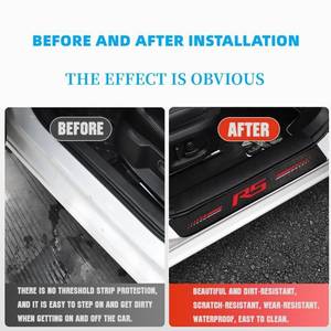 lot 4359 image: 4PCS Carbon Fiber for Camaro Accessories Door Sill Protector RS Emblem Door Sill Scuff Plate Threshold Guard Cover Trim Reflective Automotive Door Sill Sticker (RS)
