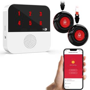 lot 4374 image: WiFi Smart Wireless Caregiver Pagers for Elderly Alert Button that Calls Cell Phone Caregiver Alert System with LED Number Display 2 SOS Call Button 1 Receiver(Only Supports 2.4GHz & No Monthly Fee)