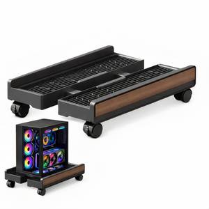 lot 5333 image: Adjustable Mobile Computer Tower Stand, Ventilated CPU Stand with Locking Caster Wheels, Fits Most Computer Towers, Under Desk Floor PC Cart, Universal PC Holder for Office, Students & Gamers (Black)