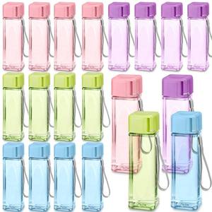 lot 5338 image: Mifoci 20 Pieces Water Bottle Bulk 17 oz Plastic Water Bottles Bulk Gym Sports Adults Reusable Large Drinking Cups for Outdoor Fitness(Colorful,Rectangle)