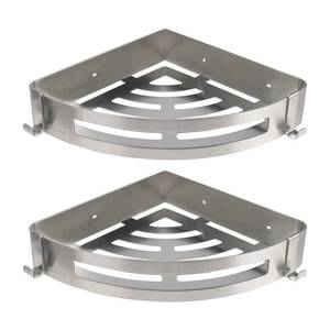 lot 5358 image: NearMoon Bathroom Shower Caddy 2 Pack, 304 Stainless Steel Shower Organizer with 2 Hooks, No Drill (Corner Shelf, Brushed Nickel)