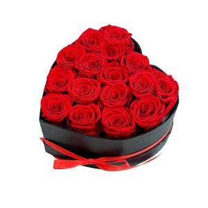lot 5363 image: Qutawua Preserved Roses Heart Shape Box Valentines Day Gifts for Her Mothers Day Forever Flowers (Red, 16 Roses)