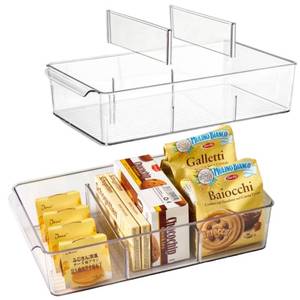 lot 5368 image: vacane Plastic Pantry Organization and Storage Bins with Removable Dividers, Pantry Organization Refrigerator Organizer Bins, Cabinet Organizers, 2 Pack 13.8 XL