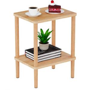 lot 5370 image: LUCKNOCK Solid Wood Side Table, 2-Tier Small End Table with Storage Shelf, Narrow Nightstand Bedside Table for Small Spaces, Bedroom, Living Room, Farmhouse, No-Tool Assembly.