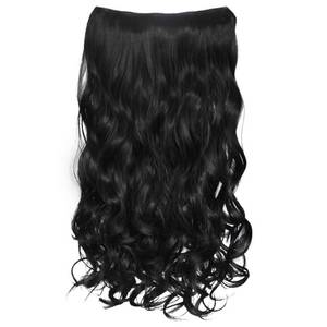 lot 6118 image: REECHO 20 1-pack 34 Full Head Curly Wave Clips in on Synthetic Hair Extensions HE008 Hair pieces for Women 5 Clips 4.5 Oz Per Piece - Jet Black