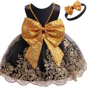 lot 6126 image: JupElle Little Girl Party Dresses V-Back Black Dress for Toddler Girls 24 Months
