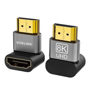 lot 6133 image: VCELINK 8K HDMI 2.1 90 Degree Adapter, 48Gbps UHD Up and Down Right Angle Male to Female Wall Extender for Limited Space, Supported 8K60HZ, 2K240HZ for Chrome Cast, Roku Stick, TV and PC, 2 Pack