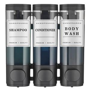 lot 6140 image: Shampoo and Conditioner Dispenser,Shower Soap Dispenser 3 Chamber No Drill Wall-Mounted Shampoo Dispenser for Shower Wall Mounted Shower Dispenser for Bathroom Hotel Large Capacity,Black