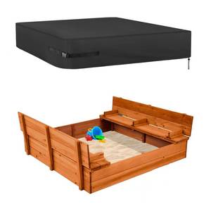 lot 6154 image: Kasla Sandbox Cover, Square Sandbox Cover Waterproof, Outdoor Toddlers Large Sand Box Covers for Sand Protection (Black, 61 L�61 W�8 H)