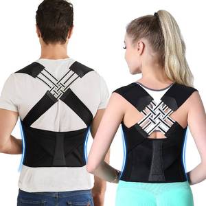lot 6159 image: VOKOKOYA Posture Corrector for Women and Men,Adjustable Shoulder Straightener,Back Support Brace,Upper Spine scoliosis, hunchback Black Large