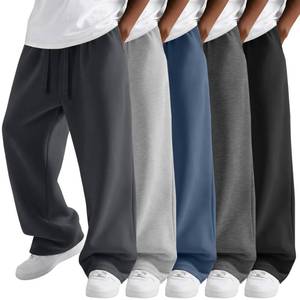 lot 6178 image: Oakgarden 5 Pack Boys Sweatpants Kids Athletic Straight Wide Leg Pants Baggy Drawstring Joggers with Pockets 6-16 Years(Light Gray, Blue Gray, Gray, Dark Gray, Black,Medium)