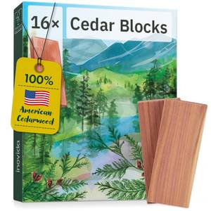 lot 6191 image: A16 American Cedar Wood Blocks �� Stop Clothes Damage - Wardrobe Freshener �� Premium American Cedarwood Flowers for Fresh Scent in Drawers and Closets - Inovida