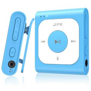 lot 6198 image: AGPTEK 64GB Clip MP3 Player with Bluetooth, A53PL Portable Music Player with FM Radio, Shuffle, No Phone Needed, for Sports (Blue)