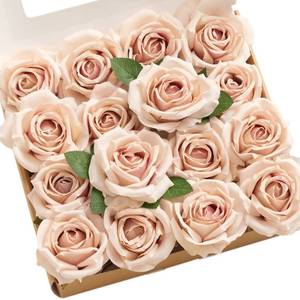 lot 6199 image: Lings moment Dusty Rose Artificial Flowers 16pcs Faux Silk Roses with Stems Real Look, 3.5 Fake Vendela Roses Bulk for DIY Wedding Bouquets Centerpieces Party Baby Shower Home Decoration