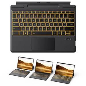 lot 6205 image: TECURS Bluetooth Keyboard for Microsoft Surface Pro 111098X (13) - Charging Via Type-C Cable(Included), 7-Color Backlit, Trackpad, Pencil Slot, Bluetooth Manual Pairing Type Cover Keyboard