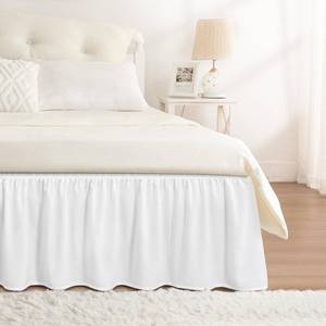 lot 6221 image: RIMELA Bed Skirt Full Size Bright White 15 Inch Drop, Wrap Around Elastic Bedskirt, Dust Ruffle for Adjustable Bed Base Soft Durable Fabric Machine Washable Easy to Install Bed Skirts