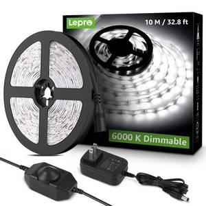 lot 6233 image: Lepro LED Strip Light, 32.8Ft Dimmable Vanity Lights, 6000K Super Bright LED Tape Lights, 600 LEDs SMD 2835, Strong 3M Adhesive, Suitable for Home, Kitchen, Under Cabinet, Bedroom, Daylight White