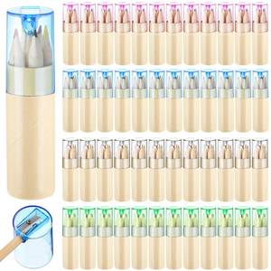 lot 6237 image: Kosiz 24 Pack Mini Colored Pencils with Sharpener Bulk 3.5 Drawing Portable Handheld Coloring Pencils in Tube for Artists Writing Sketching(6 Colors)