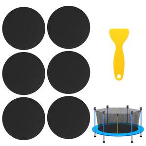 lot 6266 image: Lyreh 6pcs Trampoline Patch Repair Kit, 3.94x3.94in Self-Adhesive Rubber Trampoline Pad Replacement Parts with Scraper for Holes Tears in Mats Accessories (Round)