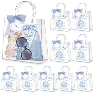 lot 6269 image: Kolldenn 10 Pcs Last Toast on the Coast Clear Gift Bags with Handle, Bachelorette Party Decorations Bags with 10 Pcs Tags Labels, 7.87 x 7.87 x 3.15 Plastic Clear Reusable PVC for Bridesmaid